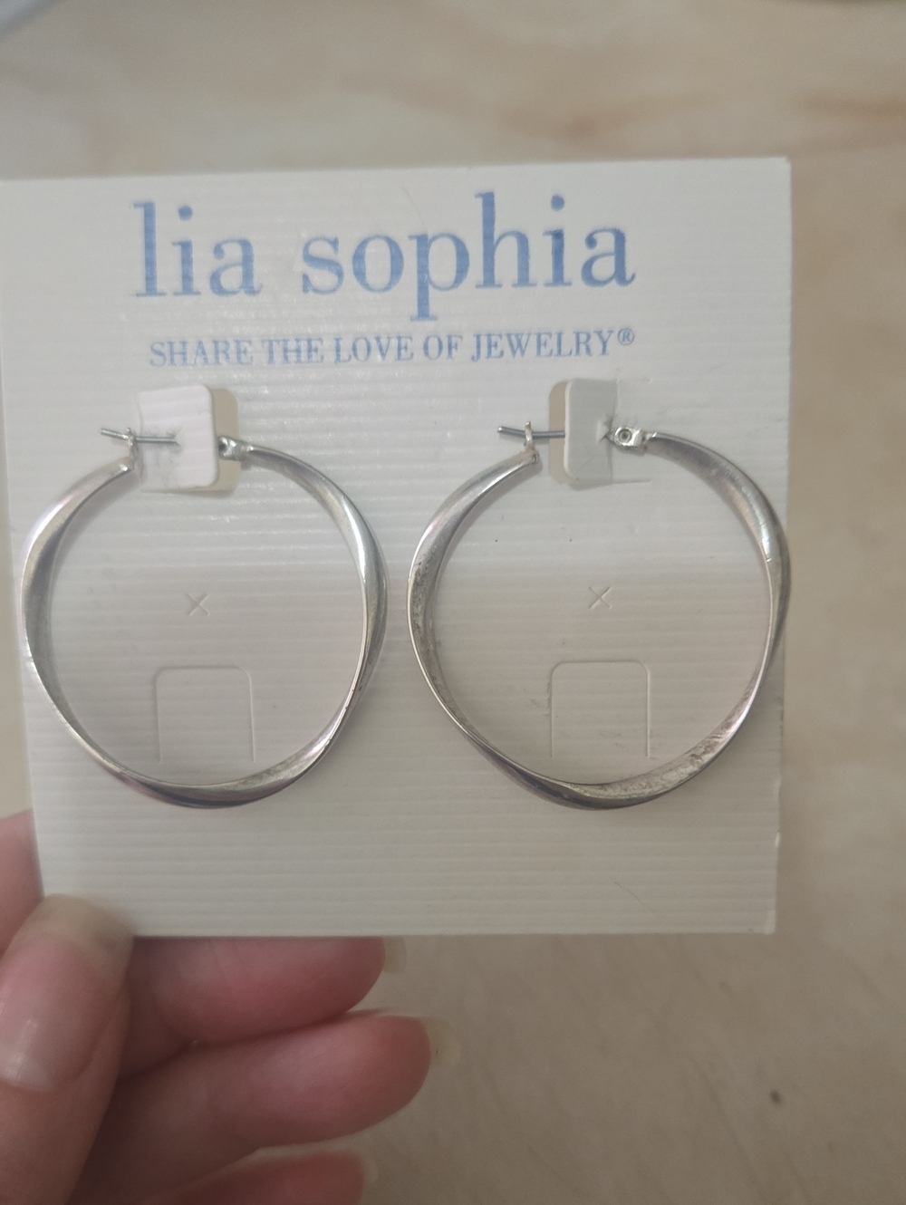 Lia Sophia Silver Twisted Hoop Earrings
